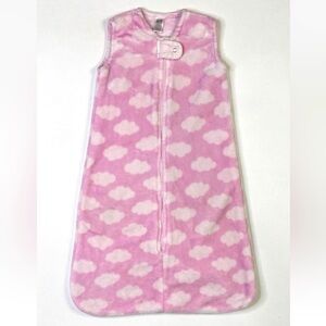 HB Hudson Baby Sleeping Bag 6-12 Months Zip Sleeveless Pink Clouds Fleece